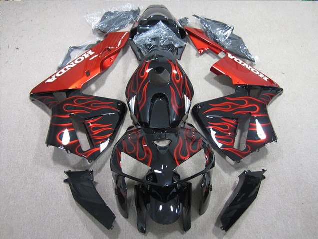 05-06 Black Red Flame Honda CBR600RR Motorcycle Fairings 05-06 Black Red Flame Honda CBR600RR Motorcycle Fairings