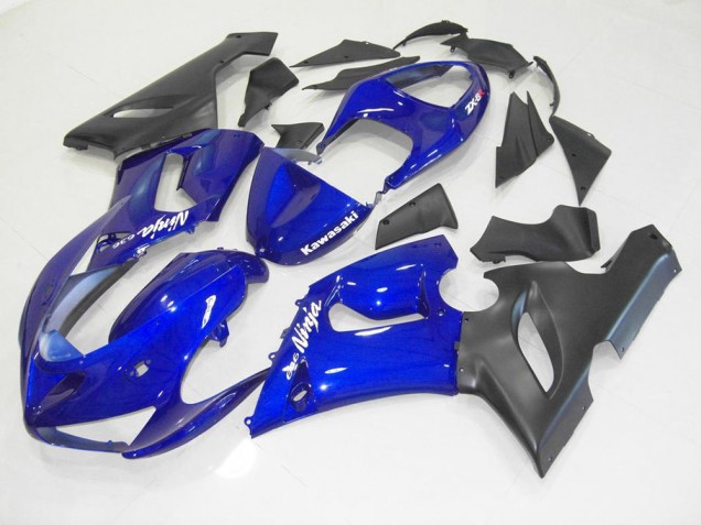 05-06 Blue Black Kawasaki ZX6R Motorcycle Fairing 05-06 Blue Black Kawasaki ZX6R Motorcycle Fairing
