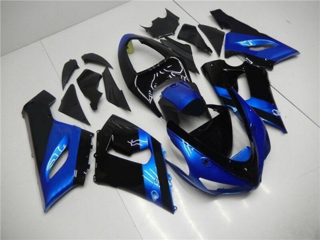 05-06 Blue Black Kawasaki ZX6R Motorcycle Fairings 05-06 Blue Black Kawasaki ZX6R Motorcycle Fairings
