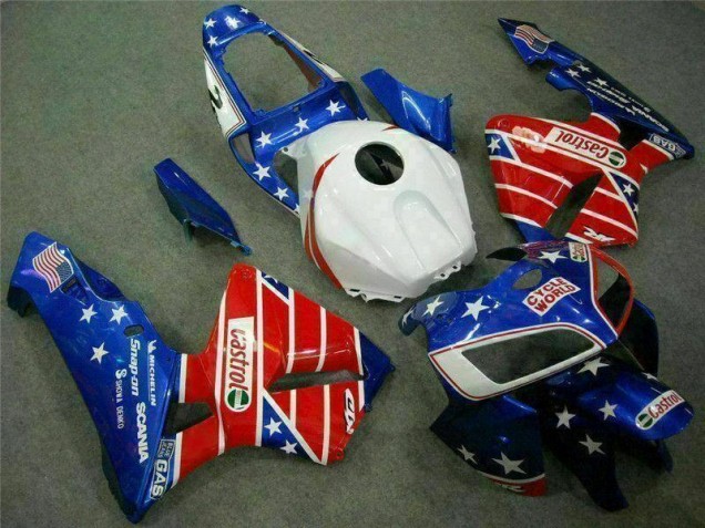 05-06 Blue Red Cycle World Castrol Honda CBR600RR Motorcycle Fairings