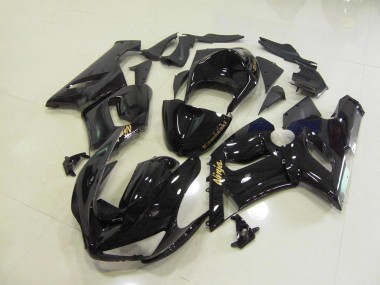 05-06 Glossy Black Gold Decals Kawasaki ZX6R Motorcycle Fairings