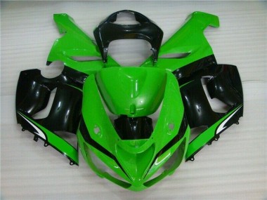 05-06 Green White Black Kawasaki ZX6R Motorcycle Fairings