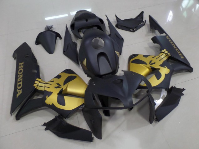 05-06 Matte Black with Gold Skull Honda CBR600RR Motorcycle Fairings