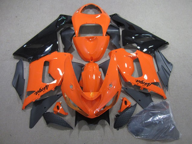 05-06 Orange Black Ninja Kawasaki ZX6R Motorcycle Bodywork 05-06 Orange Black Ninja Kawasaki ZX6R Motorcycle Bodywork