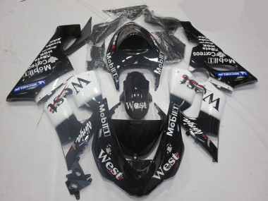05-06 White Black Kawasaki ZX6R Motorcycle Fairing