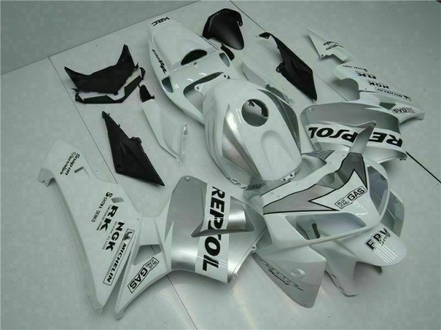 05-06 White Honda CBR600RR Aftermarket Motorcycle Fairing 05-06 White Honda CBR600RR Aftermarket Motorcycle Fairing