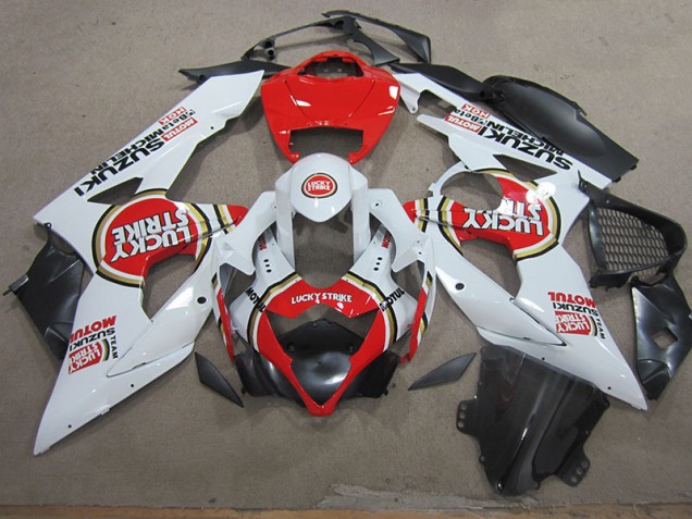 05-06 White Lucky Strike Red Motul Suzuki GSXR 1000 Motorcycle Fairing