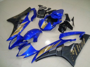 06-07 Black Blue with Gold Sticker Yamaha YZF R6 Motorcycle Fairing