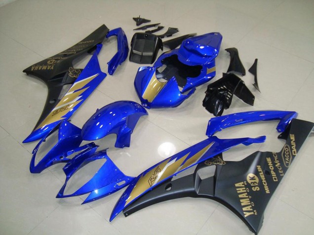 06-07 Black Blue with Gold Sticker Yamaha YZF R6 Motorcycle Fairings 06-07 Black Blue with Gold Sticker Yamaha YZF R6 Motorcycle Fairings