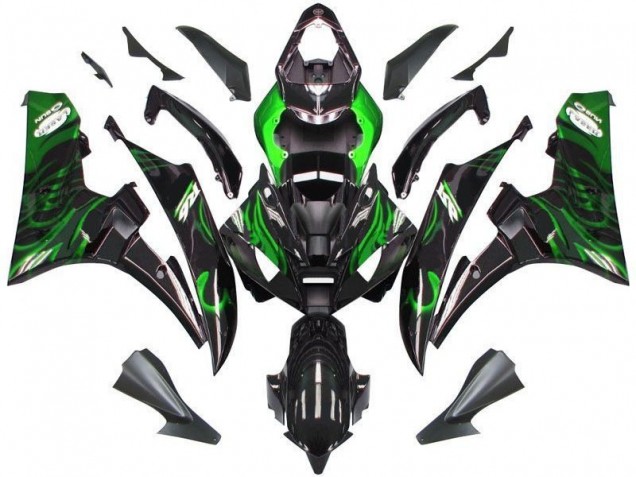 06-07 Black Green Flame Yamaha YZF R6 Motorcycle Fairings 06-07 Black Green Flame Yamaha YZF R6 Motorcycle Fairings