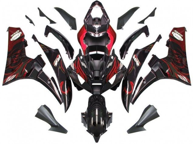 06-07 Black Red Flame Yamaha YZF R6 Motorcycle Fairings 06-07 Black Red Flame Yamaha YZF R6 Motorcycle Fairings