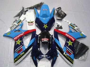 06-07 Blue White Rockstar Makita Suzuki GSXR 600 Motorcycle Fairings