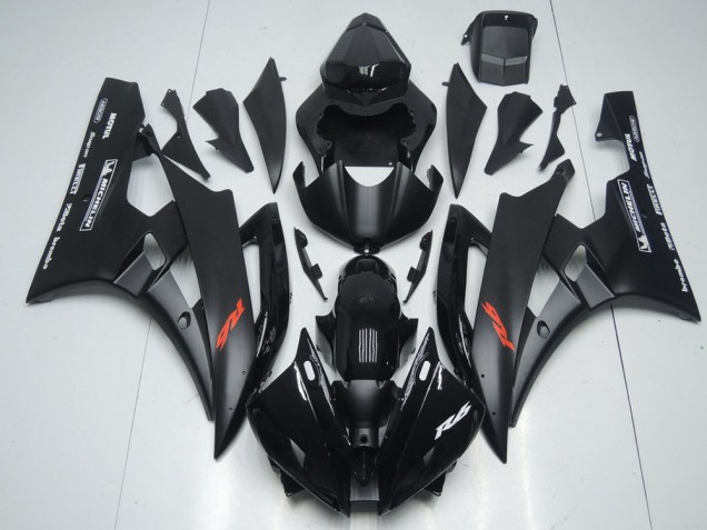 06-07 Matte Black and Glossy Black Yamaha YZF R6 Motorcycle Fairings 06-07 Matte Black and Glossy Black Yamaha YZF R6 Motorcycle Fairings