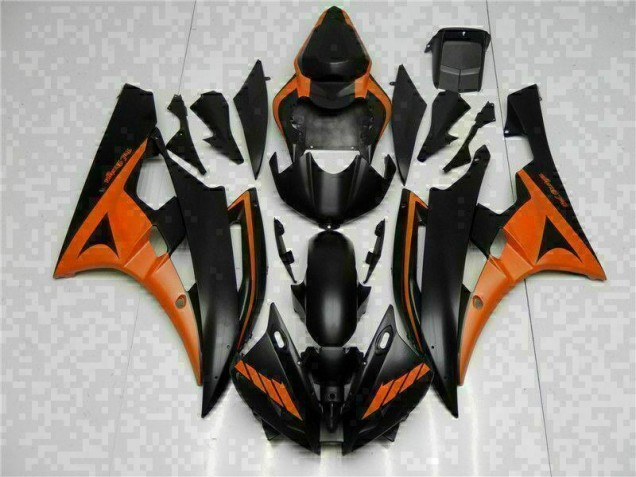 06-07 Orange Black Yamaha YZF R6 Motorcycle Fairings 06-07 Orange Black Yamaha YZF R6 Motorcycle Fairings