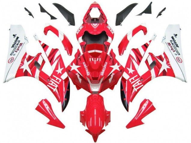 06-07 Red White Star Fiat Yamaha YZF R6 Motorcycle Fairings 06-07 Red White Star Fiat Yamaha YZF R6 Motorcycle Fairings