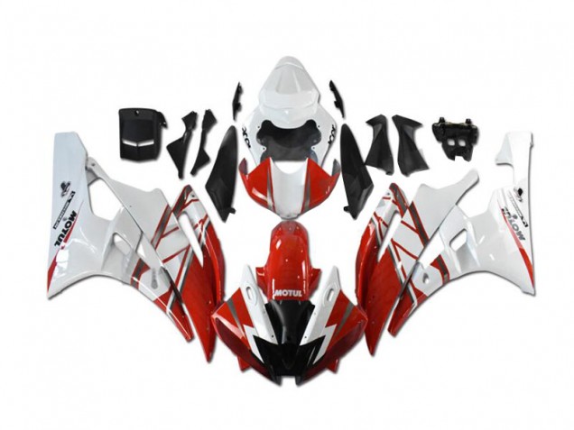 06-07 Red White Yamaha YZF R6 Aftermarket Motorcycle Fairing 06-07 Red White Yamaha YZF R6 Aftermarket Motorcycle Fairing