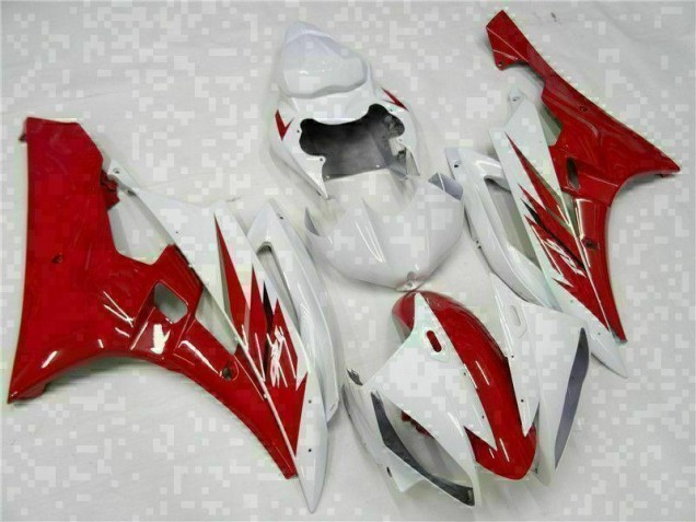 06-07 Red White Yamaha YZF R6 Motorcycle Bodywork 06-07 Red White Yamaha YZF R6 Motorcycle Bodywork