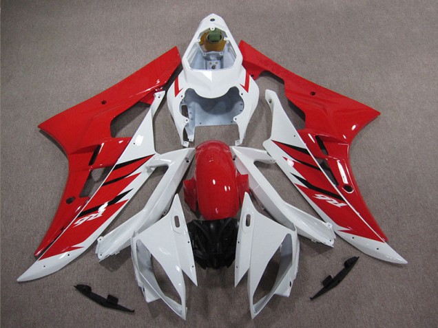 06-07 Red White Yamaha YZF R6 Motorcycle Fairing