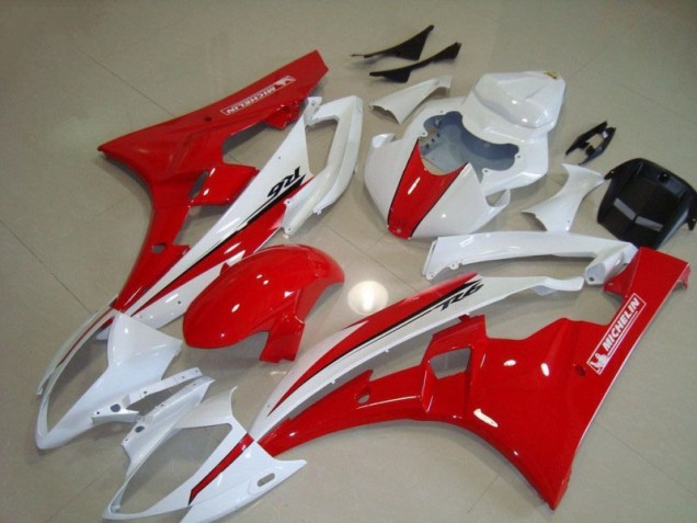 06-07 Red White Yamaha YZF R6 Motorcycle Fairings 06-07 Red White Yamaha YZF R6 Motorcycle Fairings