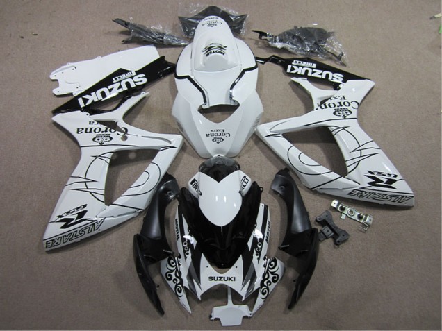 06-07 White Black Corona Extra Suzuki GSXR 600 Motorcycle Fairings 06-07 White Black Corona Extra Suzuki GSXR 600 Motorcycle Fairings