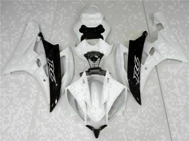 06-07 White Black Yamaha YZF R6 Motorcycle Fairings