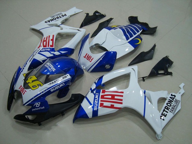 06-07 White Blue Fiat 46 Suzuki GSXR 750 Motorcycle Fairings 06-07 White Blue Fiat 46 Suzuki GSXR 750 Motorcycle Fairings