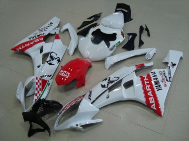 06-07 White Red Abarth Yamaha YZF R6 Motorcycle Fairings