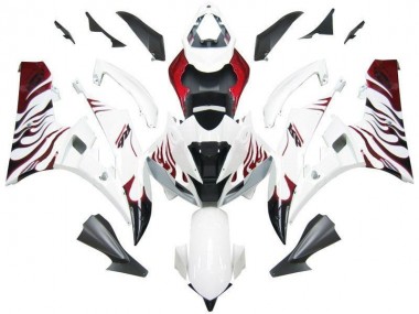 06-07 White Red Flame Yamaha YZF R6 Motorcycle Fairings