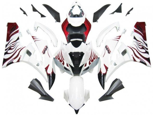 06-07 White Red Flame Yamaha YZF R6 Motorcycle Fairings 06-07 White Red Flame Yamaha YZF R6 Motorcycle Fairings