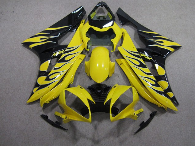 06-07 Yellow Black Flame Yamaha YZF R6 Motorcycle Fairings 06-07 Yellow Black Flame Yamaha YZF R6 Motorcycle Fairings