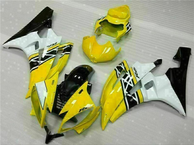 06-07 Yellow White Black Yamaha YZF R6 Motorcycle Fairing 06-07 Yellow White Black Yamaha YZF R6 Motorcycle Fairing