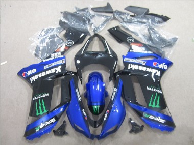 07-08 Black Blue Green Monster Kawasaki ZX6R Motorcycle Fairings