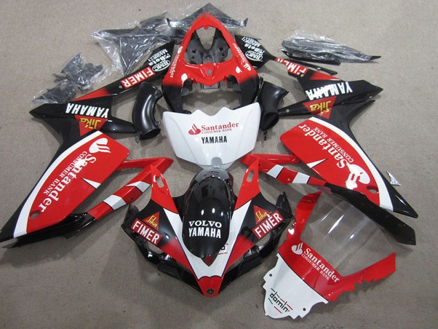 07-08 Black Red White Santander Yamaha YZF R1 Motorcycle Fairings