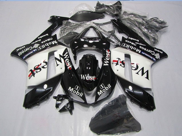 07-08 Black West Mobil Kawasaki ZX6R Motorcycle Fairings