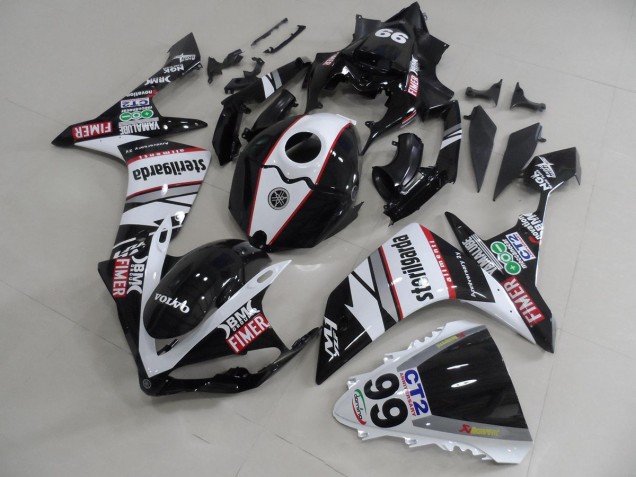 07-08 Black White Stickers Packs Yamaha YZF R1 Motorcycle Fairings