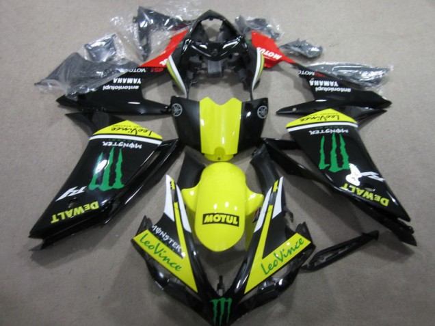 07-08 Black Yellow Motul Leovince Yamaha YZF R1 Motorcycle Fairings