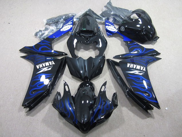 07-08 Black with Blue Flame Yamaha YZF R1 Motorcycle Fairings 07-08 Black with Blue Flame Yamaha YZF R1 Motorcycle Fairings
