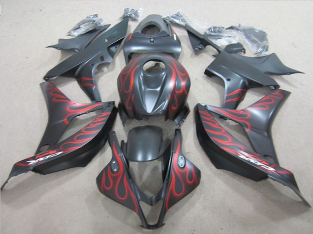 07-08 Black with Red Flame Honda CBR600RR Motorcycle Fairings 07-08 Black with Red Flame Honda CBR600RR Motorcycle Fairings