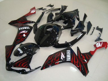 07-08 Glossy Black Flame Yamaha YZF R1 Motorcycle Fairings