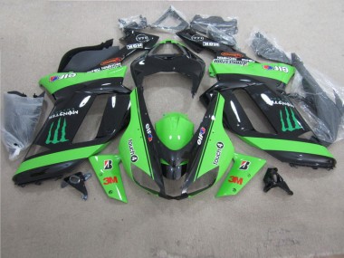 07-08 Green Black 3M Monster Kawasaki ZX6R Motorcycle Fairings