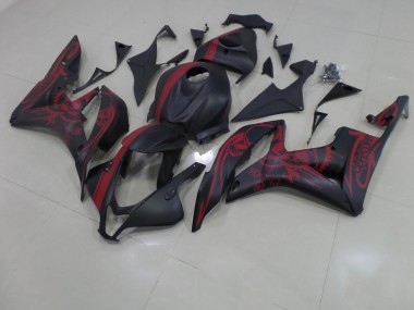 07-08 Matte Black Red Skull with Stripe Honda CBR600RR Motorcycle Fairings