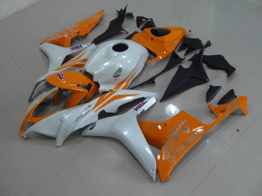 07-08 Pearl White Orange Honda CBR600RR Motorcycle Fairings