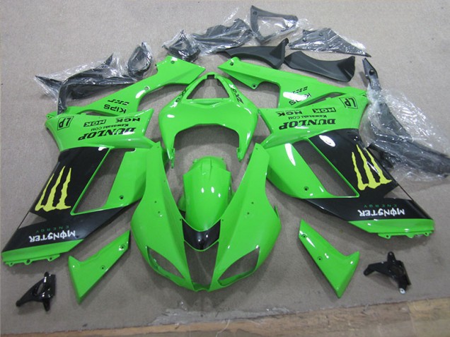 07-08 White Blue Ninja Kawasaki ZX6R Motorcycle Fairings