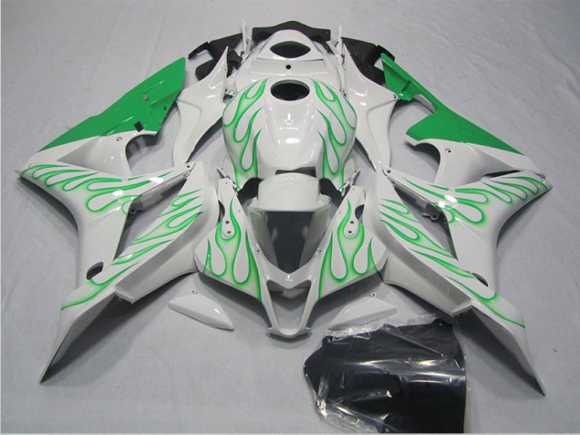 07-08 White Green Flame Honda CBR600RR Motorcycle Fairings 07-08 White Green Flame Honda CBR600RR Motorcycle Fairings