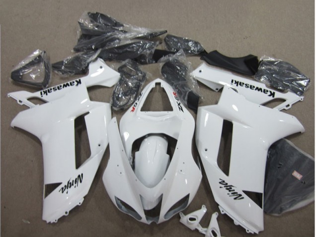 07-08 White Kawasaki ZX6R Motorcycle Fairings