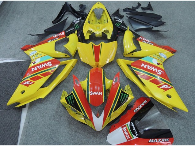 07-08 Yellow Red Swan Yamaha YZF R1 Motorcycle Fairings 07-08 Yellow Red Swan Yamaha YZF R1 Motorcycle Fairings