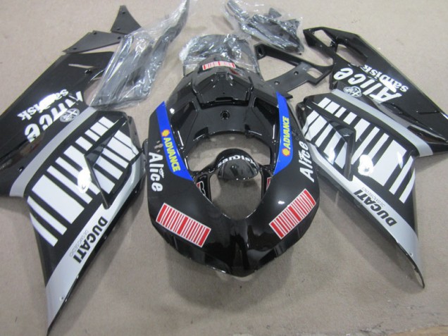 07-14 Black White Advance Alice Ducati 1098 Motorcycle Fairings 07-14 Black White Advance Alice Ducati 1098 Motorcycle Fairings