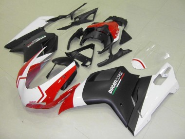 07-14 Matte Black White Red Ducati 848 1098 1198 Motorcycle Fairings