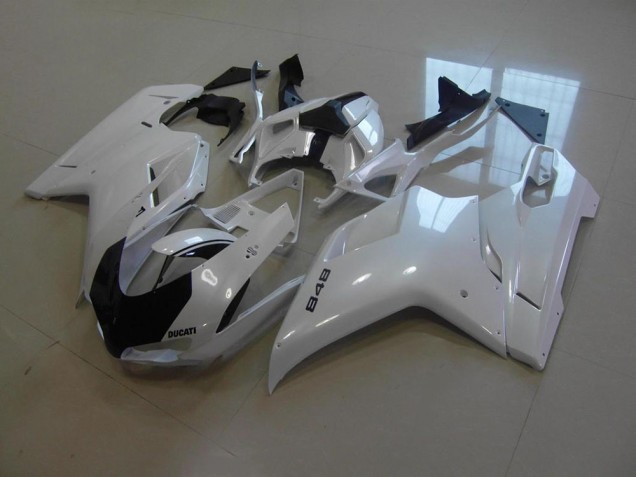 07-14 Pearl White Black Stripe Ducati 848 1098 1198 Motorcycle Fairings 07-14 Pearl White Black Stripe Ducati 848 1098 1198 Motorcycle Fairings