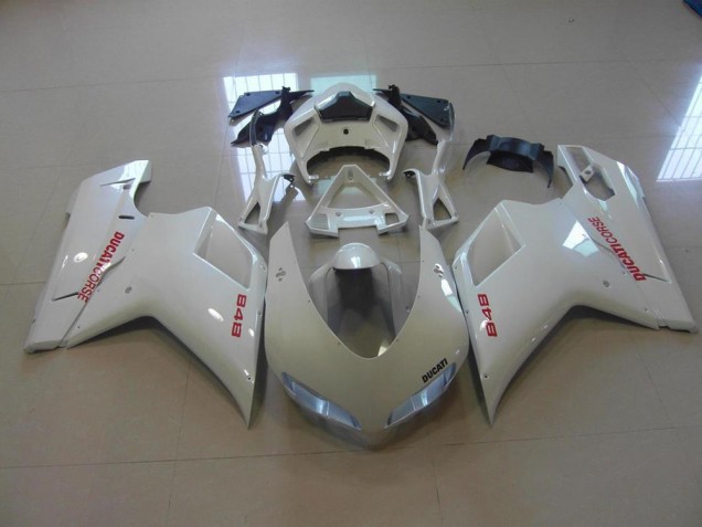 07-14 Pearl White Red Decals Ducati 848 1098 1198 Motorcycle Fairings 07-14 Pearl White Red Decals Ducati 848 1098 1198 Motorcycle Fairings